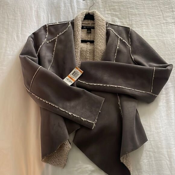 Inc. Pristine condition. Grey soft suede & shearling jacket. - Picture 1 of 4